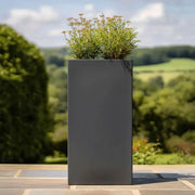 100cm Zinc Galvanised Matte Grey Tall Square Planter